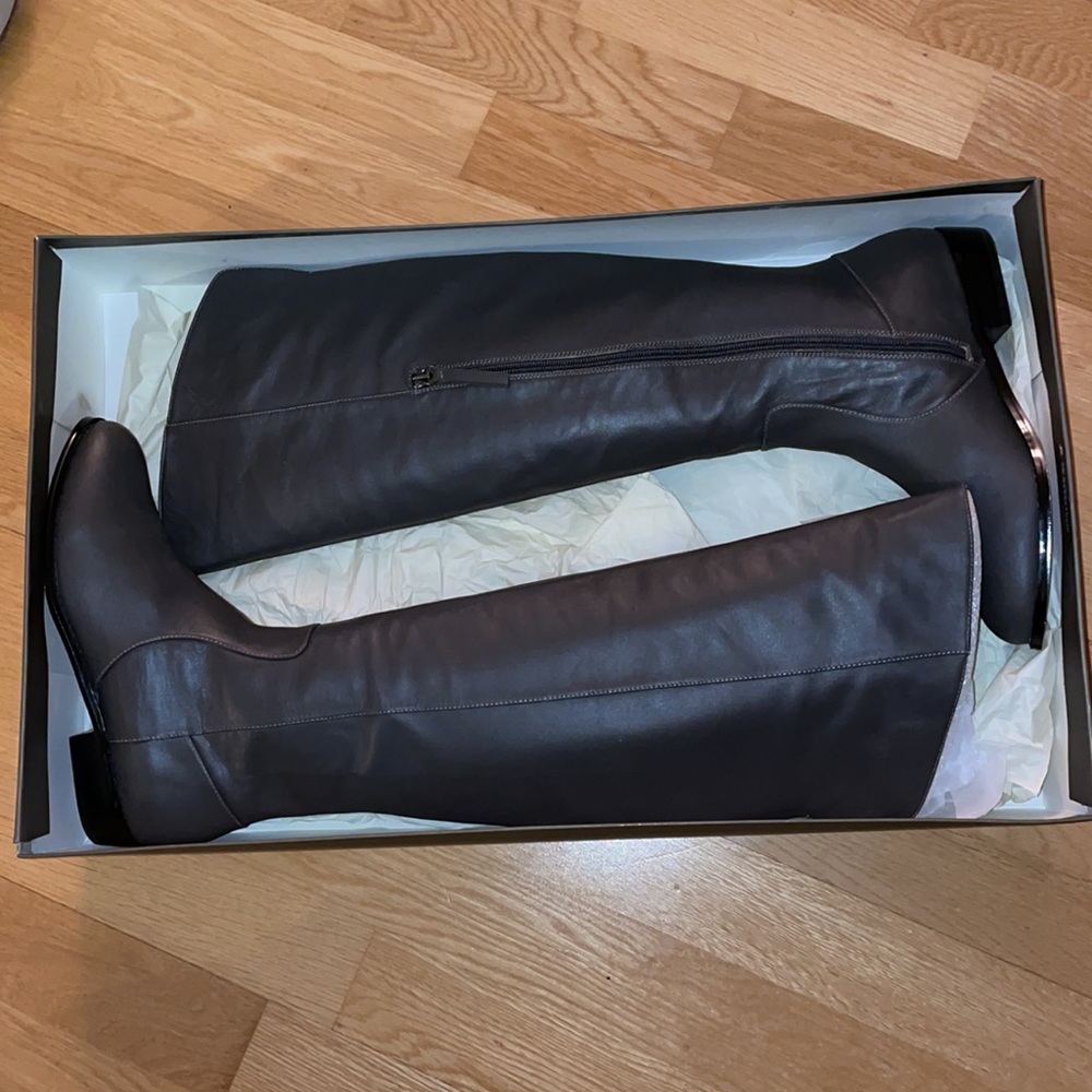 Renvy Over the Knee Grey Riding Leather Boots sz 6.5